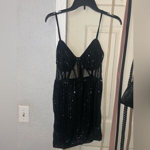 Black Sequin Mini Dress
